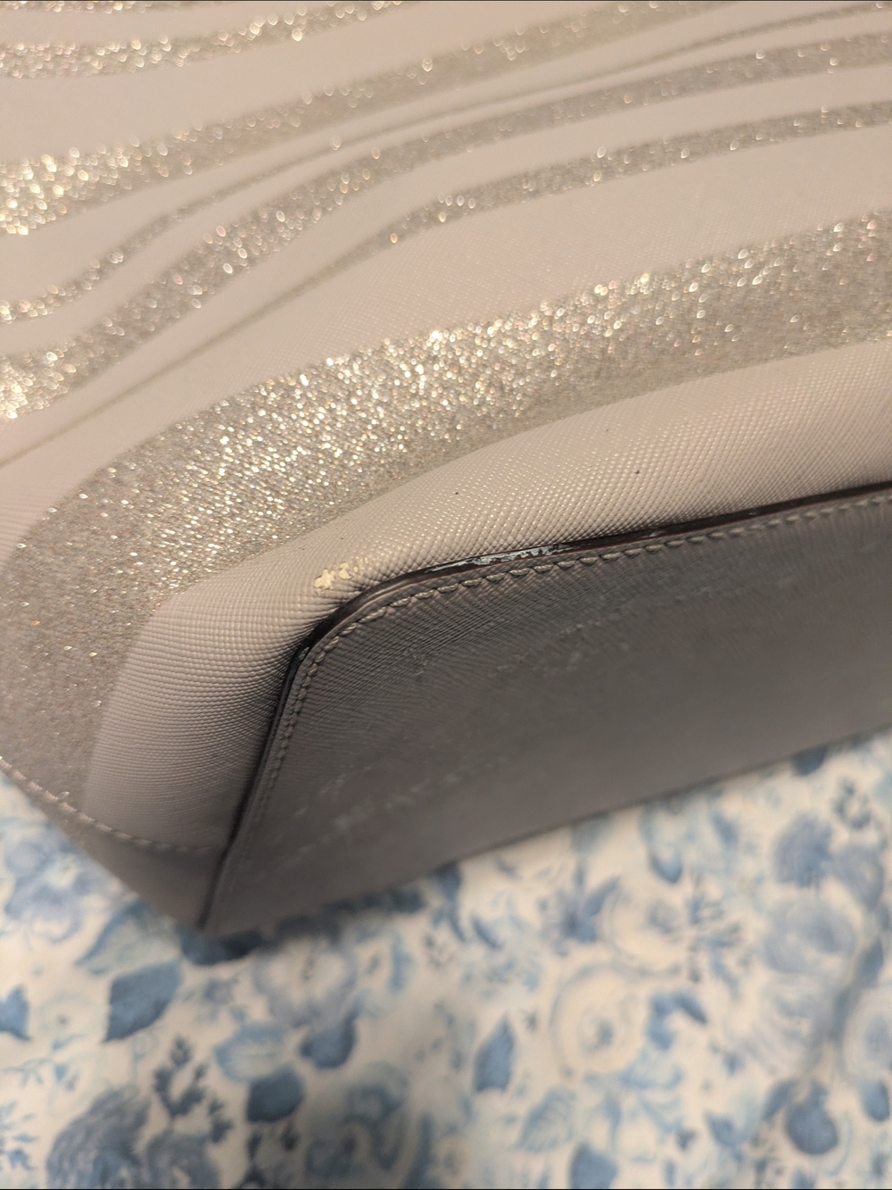Kate Spade gray and silver glitter striped Tote and Wallet - Picture 4 of 10